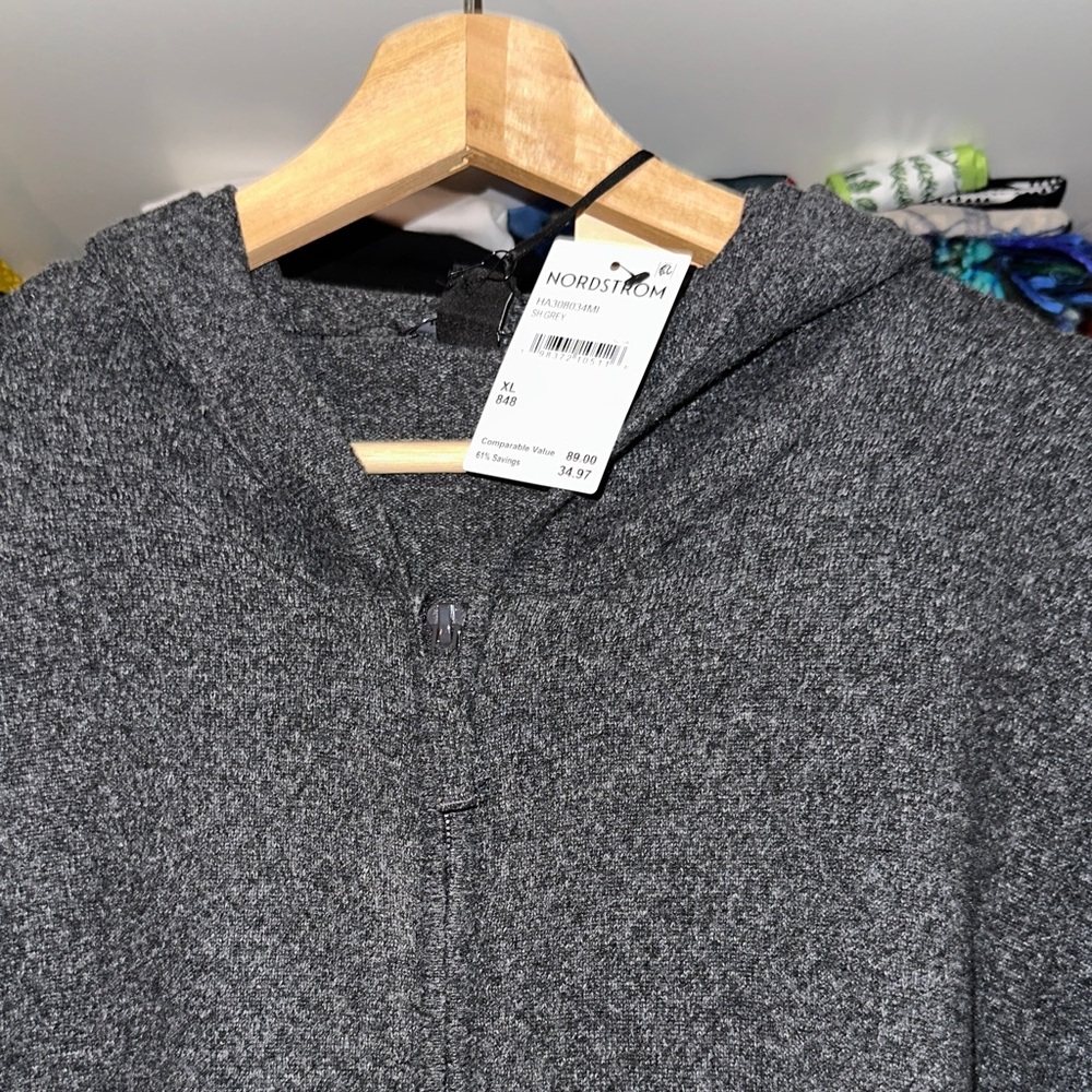 Nordstrom Halogen Charcoal Gray Full-Zip Knit lightweight Jacket - Picture 7 of 15